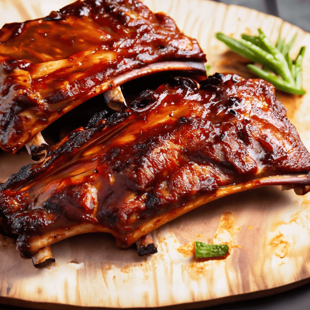 Pork ribs with barbecue cookind with sous vide