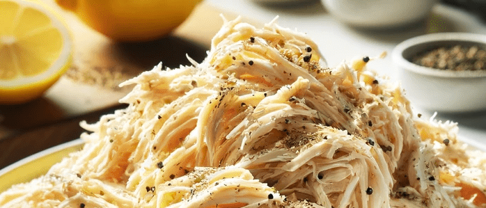 Shredded chicken with lemon and chili marinade