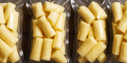 Mandioca embalada a vácuo